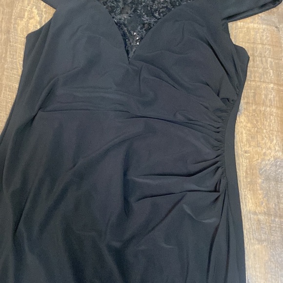 ENFOCUS STUDIOS LACE AND SEQUIN TOP FULL BACK ZIPPER SHORT SLEEVE DRESS SZ 16 - Picture 7 of 15